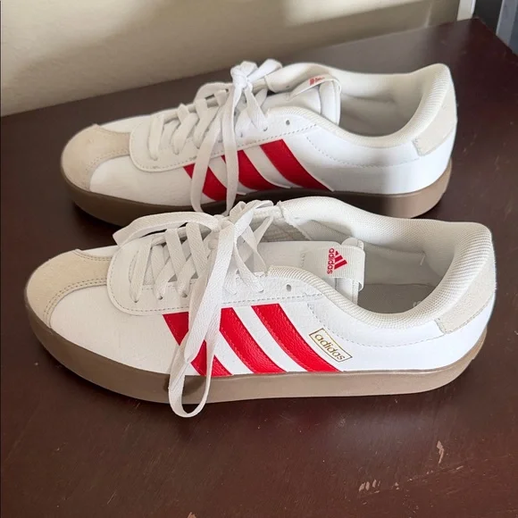 Adidas VL Court 3.0 Red and White Sneakers - Picture 2 of 7